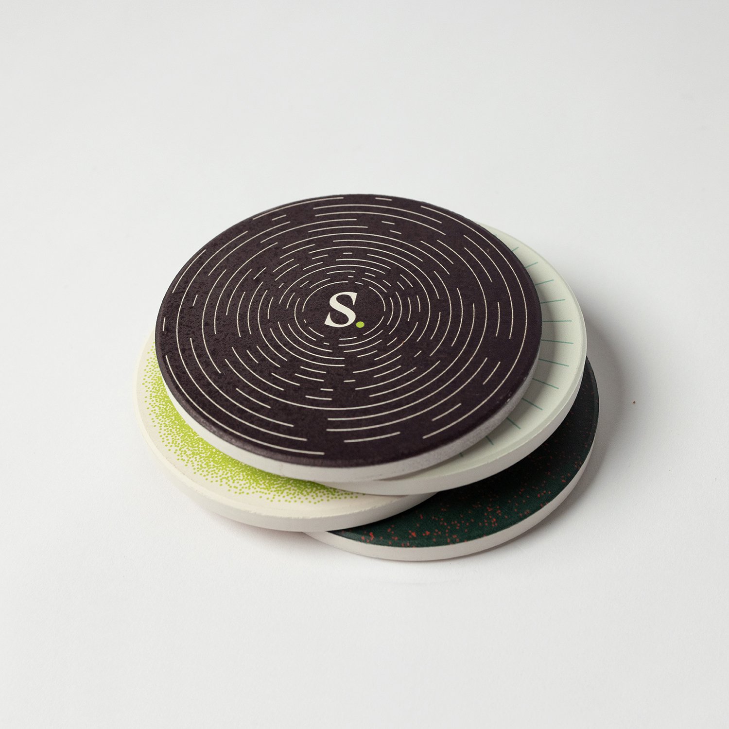 Set of 4 Round Ceramic Coasters